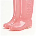 thumbnail image 2 of Women Transparent Glossy Tall Mid Calf Rain Boots Side Embossed Dot Decor Slip On Non Slip Waterproof PVC Wellies for Daily Rainy Wear Pink 40, 2 of 9