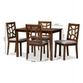 thumbnail image 5 of Baxton Studio Abilene Mid-Century Walnut Finished and Grey Fabric Upholstered 5-Piece Dining Set, 5 of 5