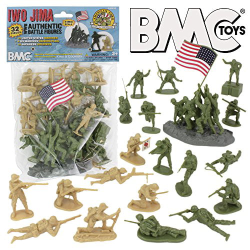 1:32 54mm US Marines Olive 36 Figures Plastic Toy Soldier BMC 40034 Iwo Jima 