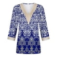 thumbnail image 4 of ZHUGeLI Fashion Women's Summer V-Neck 3/4 Sleeve Lace Print Casual T-shirt Blouse Up to 50% off Clearance, 4 of 5