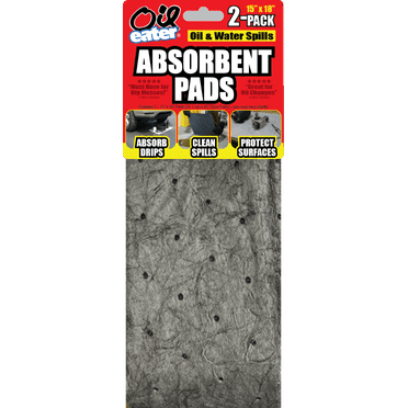 Oil Eater Absorbent Pads Synthetic Material - for Leaks & Surface Protection, 15" x 18", 2-Pack