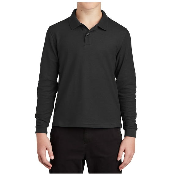 Mafoose Youth Long Sleeve Silk Touch Polo Black XS