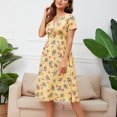thumbnail image 4 of Lolmot Women's Boho V Neck Floral Print Ruffle High Wasited A-Line Short Sleeve Dress, 4 of 5