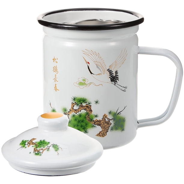 unbranded Taza De Esmalte Clásica Para Beber Con Selladora Y Mango Cómodo Antiescaldadura