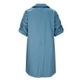 thumbnail image 5 of Casual Summer Dresses for Women Roll up Short Sleeve Loose Solid Shirt Dress Lapel V-Neck Flowy Short Dress for Women, 5 of 7