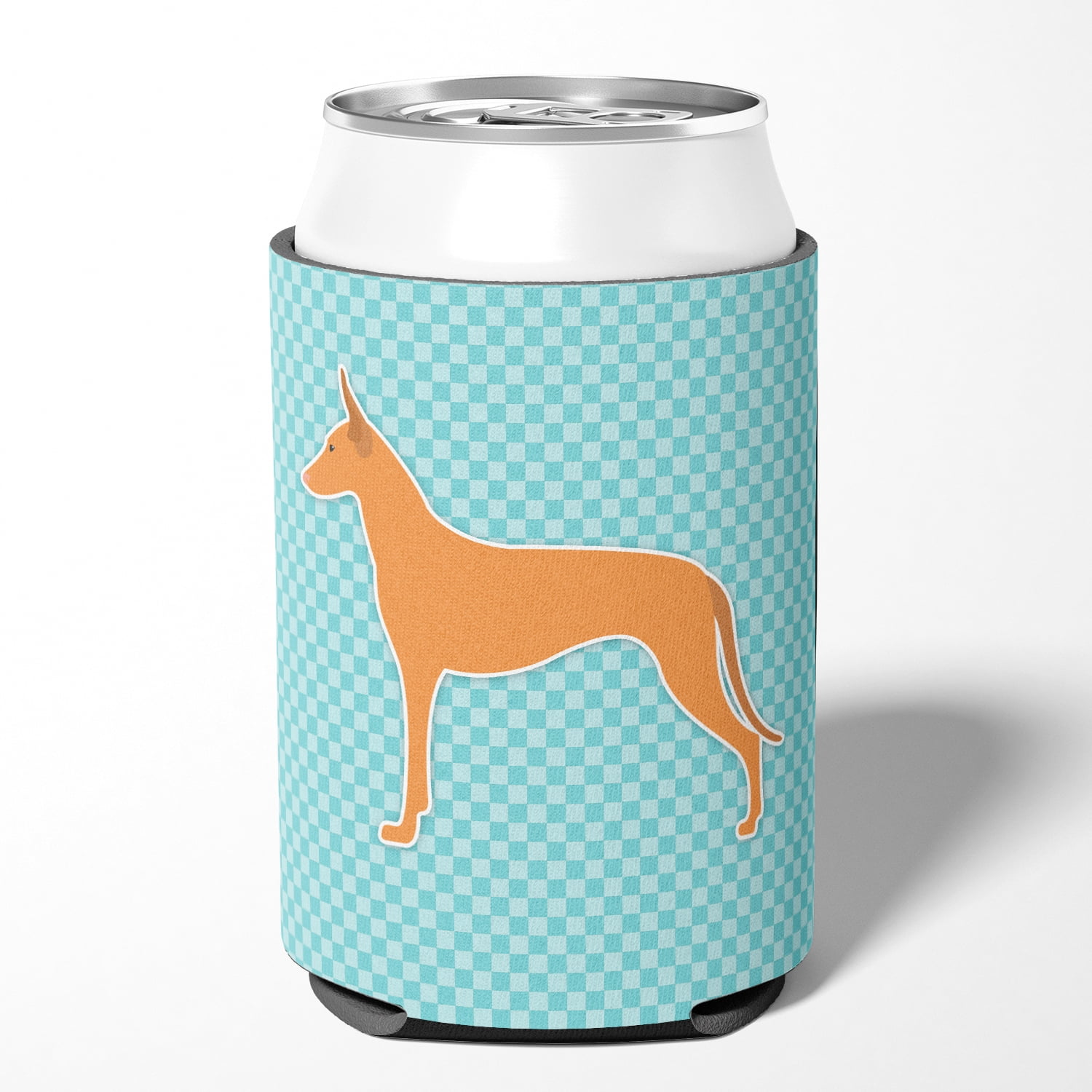 Caroline's Treasures BB3688CC Pharaoh Hound Checkerboard Blue Can or Bottle Hugger, Can Hugger, multicolor
