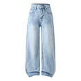 thumbnail image 3 of Ruyang Baggy Jeans for Girls Wide Leg Casual Jeans Teens Solid Elastic High Waist Y2K Plain Denim Pants Athletic School Pant, 3 of 9