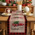 thumbnail image 2 of Christmas Tree Farm Truck Table Runner 13x60in Non-Slip Cotton Linen Table Runners, Brown Wood on Red Buffalo Dresser Scarves TableRunner for Dinner Kitchen Dining Wedding Party, 2 of 8