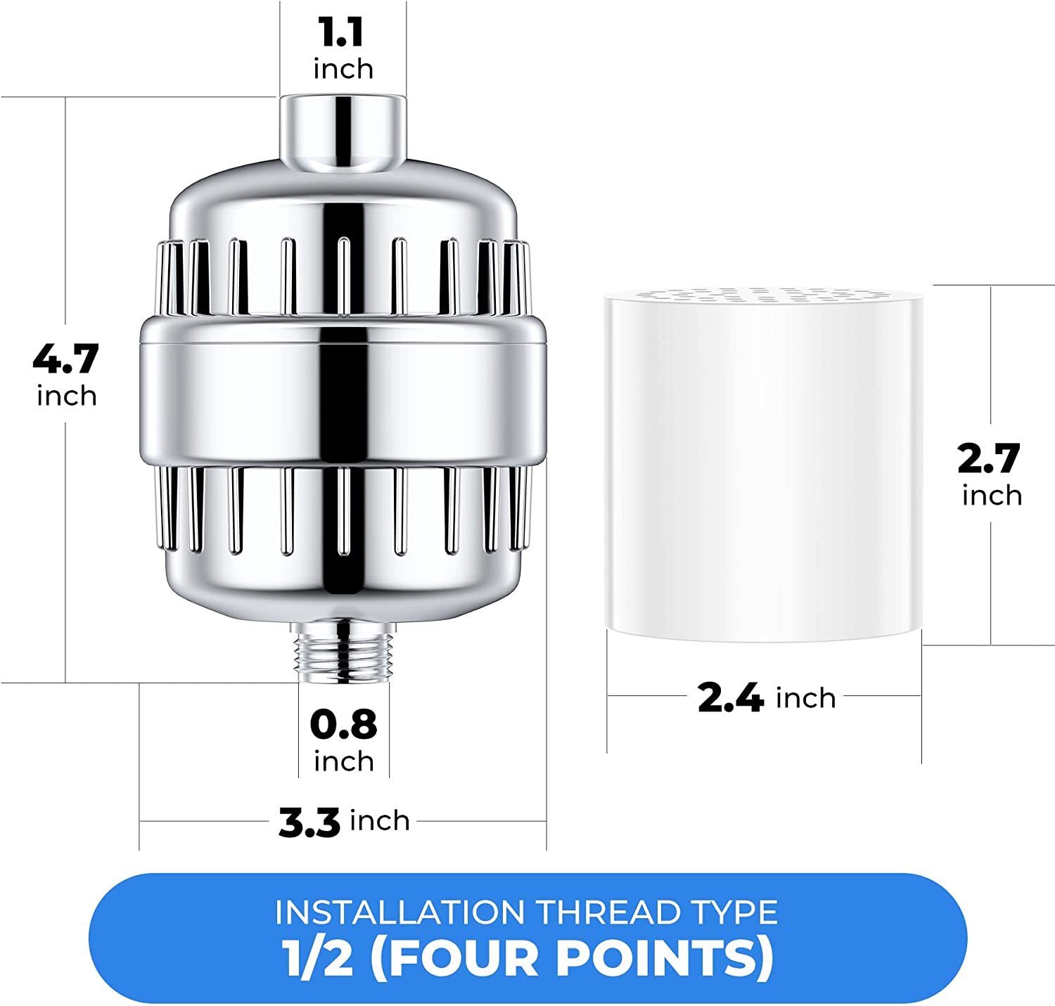 ENROSLU Shower Filter 30-Stage with 2 Replacement Cartridges photo 8