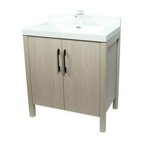Bellaterra-Home 31.5" Single Sink Vanity In Light Gray Finish with White Ceramic Top
