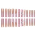 thumbnail image 4 of Press on Nails GUAACCB, 24 unidades, punta francesa rosa con diamantes de imitación, 4 of 7