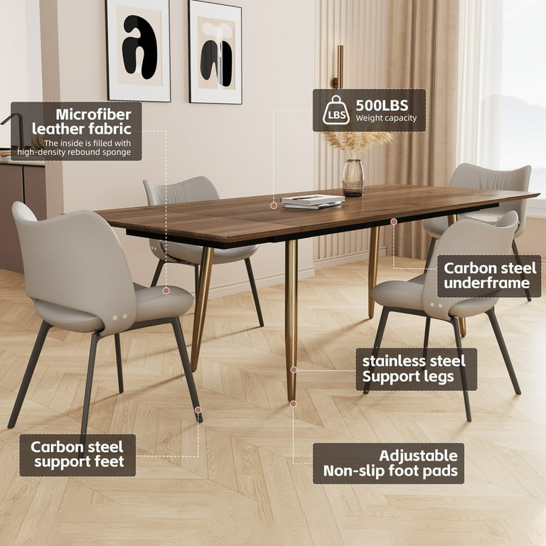 NessCarsti Modern Farmhouse Wood Top Extendable Dining Table,