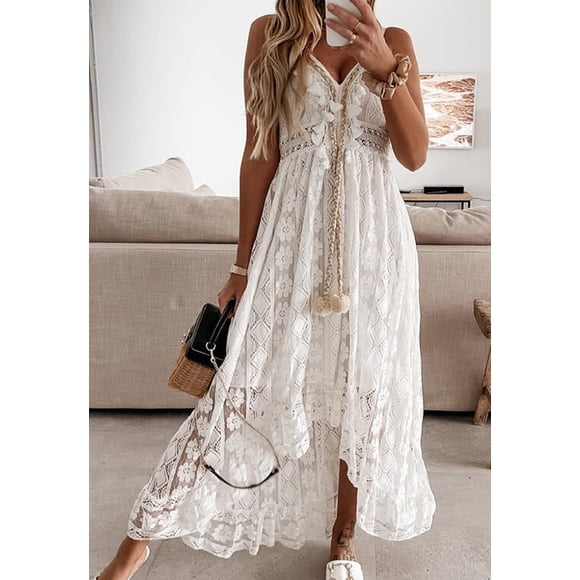 Vestido de verano para mujer, vestido de tirantes con escote en V y estampado floral, vestidos casuales