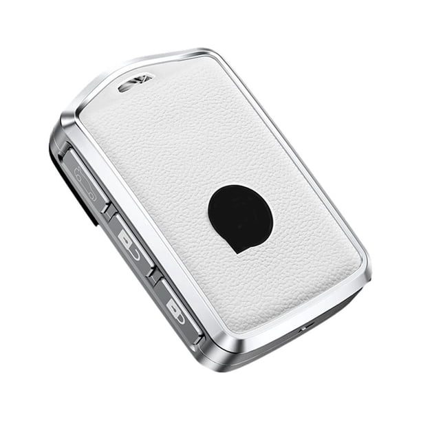 Scienceny Funda de cuero para llave de coche, funda protectora desmontable para llaves de vehículo, accesorios de modificación, reemplazo para Automoción decorativa y accesorios Blanco Caso