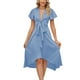 thumbnail image 1 of Vestido de mujer A Line Bow V Neck Vestidos casuales Moda para cóctel (Azul claro S) FLhrweasw Para estrenar, 1 of 8