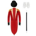 thumbnail image 3 of vastwit Men's Ringmaster Outfits Long Sleeve Open Front Velvet Tailcoat Magician Jacket Red XL, 3 of 6