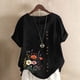 thumbnail image 2 of Vestidos Casuales Para Mujer, Blusas De Mujer De Moda Blusa informal de lino con cuello redondo, manga corta y botones para mujer, 2 of 4
