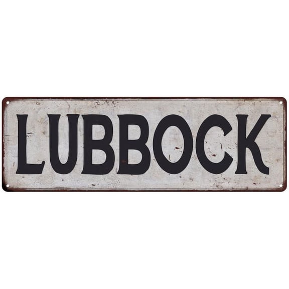 LUBBOCK Vintage Look Rustic Metal 6x18 Sign City State 206180041124