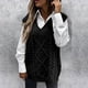 thumbnail image 2 of Suéter Chaleco Mujer Suéter de Punto Con Cuello en V Multicolor Sólido Casual Tops de Moda Odeerbi  ODB175420, 2 of 8