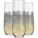 thumbnail image 1 of 24 Clear Plastic Toasting Glasses - Stemless Shatterproof Champagne Flutes for Events, 1 of 5