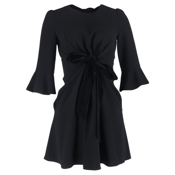 Pre-Owned Diane von Furstenberg Bow Detail Mini Dress in Black Wool