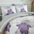 thumbnail image 5 of Floral Bohemian Comforter Queen Size,3Pcs Purple Flowers Bedding Set Adult(90"x90"), 5 of 6