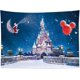 thumbnail image 2 of Tapiz navideño para colgar en la pared, tapiz de castillo, Papá Noel sentado en la luna con nieve, mantas de pared para dormitorio infantil, sala de estar, decoración de dormitorio, 150 x 130 cm, 2 of 5