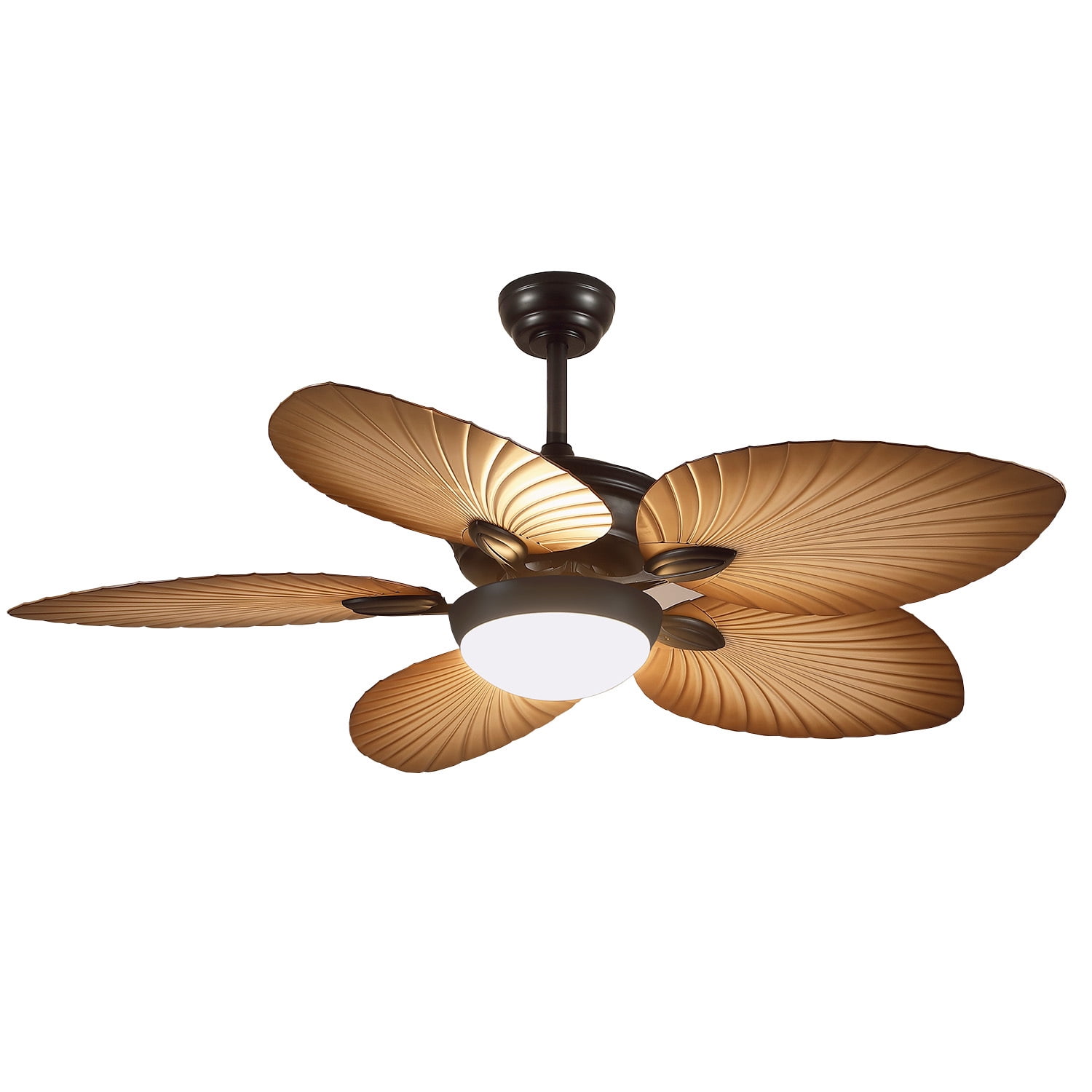Phorus 44″ Tropical Palm Leaf Ceiling Fan with LED Light, Quiet Reversible DC Motor, Remote & App Control, Dimmable – Indoor & Covered Outdoor Patio