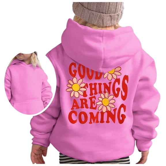 Little Girls Casual Long Sleeve Hoodies Letter Graphic Cute Pullovers Top Clothes Fall Pullovers Size 5-6T,Pink