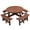 Brown 8-person round table, variant on JXXRZ 8-Person Circular Outdoor Wooden Picnic Table w/ 4 Built-In Benches, 500lbs Capacity Per Bench - Brown