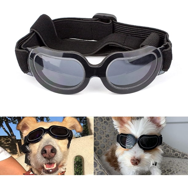 Gafas para perros, protección ocular, resistentes al viento, impermeables, con protección UV, ajustables, gafas de sol para perros - Negro