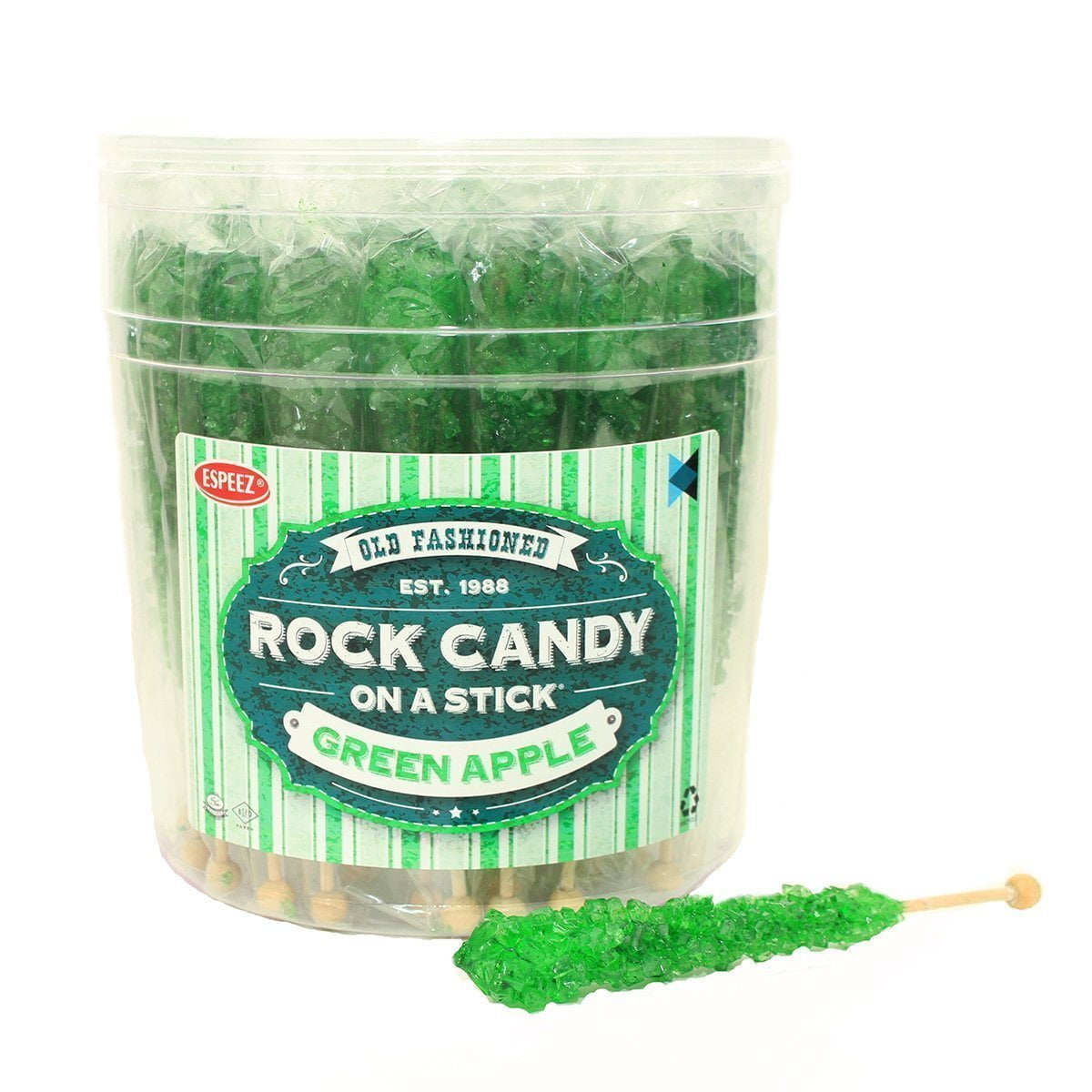 Extra Large Rock Candy Sticks 48 Green Apple Lollipops Green Rock