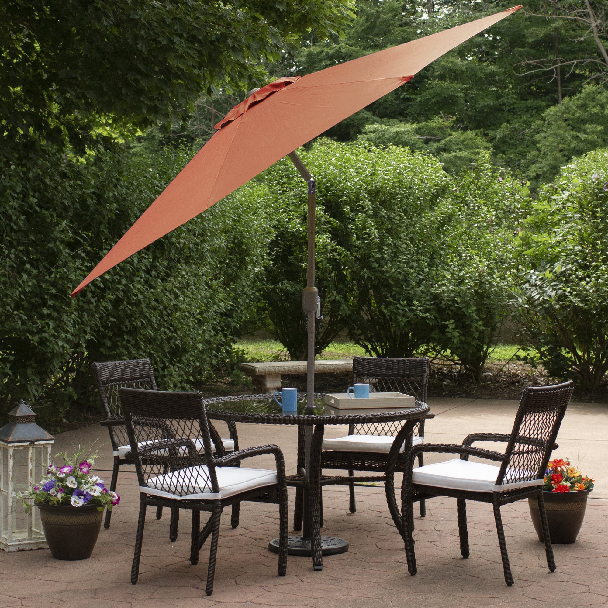 Northlight 9ft Outdoor Patio Umbrella with Hand Crank and Tilt - Terracotta Orange