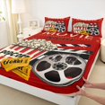 thumbnail image 3 of Manfei Retro Popcorn Cinema Bed Sheets,Moive Time King Sheets,Red Black Sheet Set For Kids,Ultra Soft Home Decor,4-Piece, 3 of 7