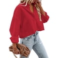 thumbnail image 3 of Langwyqu Turn-Down Collar Women Solid Button Crop Tops Lapel Blouse With Pocket, 3 of 5