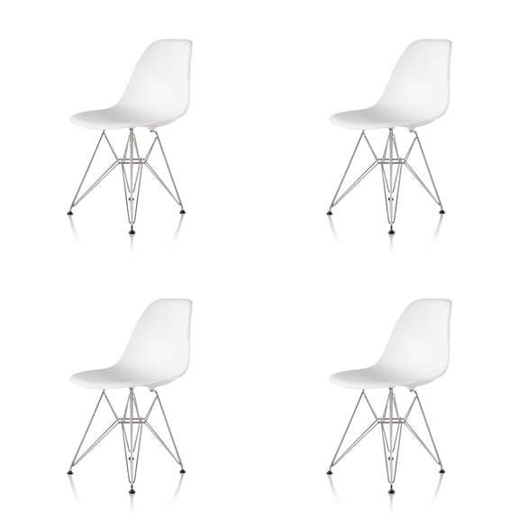 Eiffel Dining Chair with Chrome Base - White
