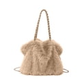thumbnail image 2 of uublik Fuzzy Tote Bag for Women Large Capacity Cute Tote Bags Fall And Winter Crossbody Shoulder Handbag for Work Travel Gym, Khaki, 2 of 4