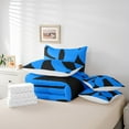 thumbnail image 5 of Manfei Neon Geometric Bedding Sets King Size,Modern Abstract Art Comforter Sets with Sheets,Darkblue Black Bed in a Bag King Size,Microfiber Room Decoration Reversible,7-Piece, 5 of 7
