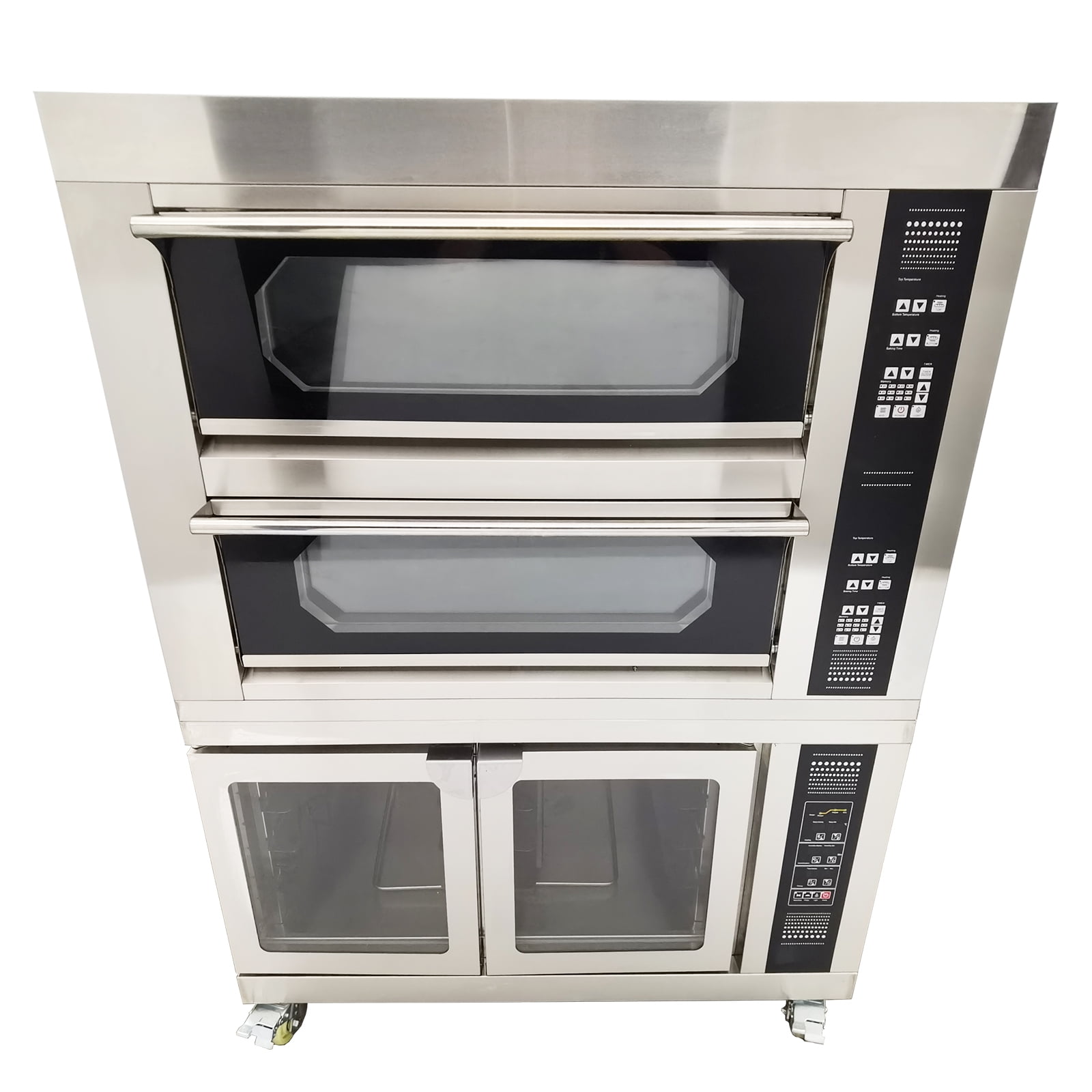 Movable Electric Triple Pizza Oven with Fermentation Tank 4 Baking Sheets and 8 Fermentation Sheets 220V 3PH