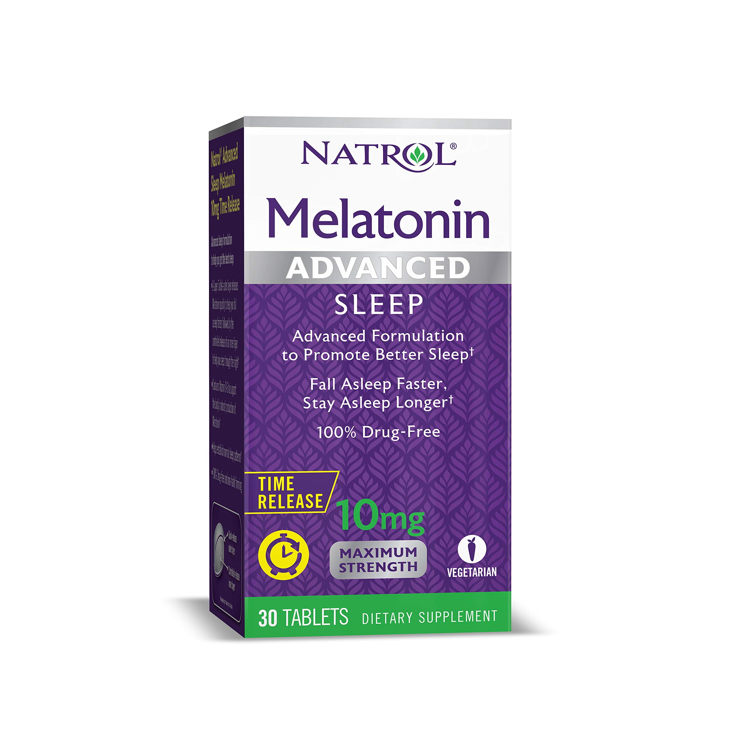 Natrol Melatonin Advanced Sleep Tablets with Vitamin B6, Helps You Fall