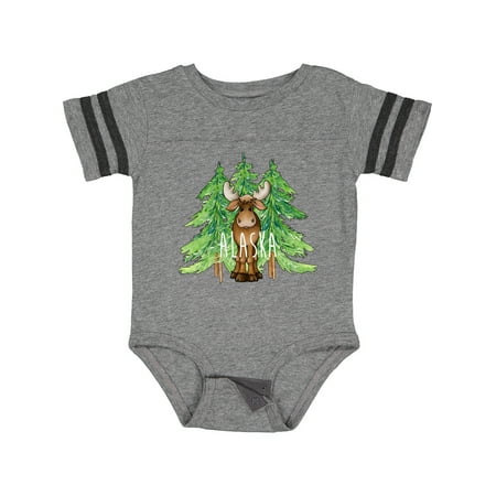

Inktastic Alaska Moose and Trees Gift Baby Boy or Baby Girl Bodysuit