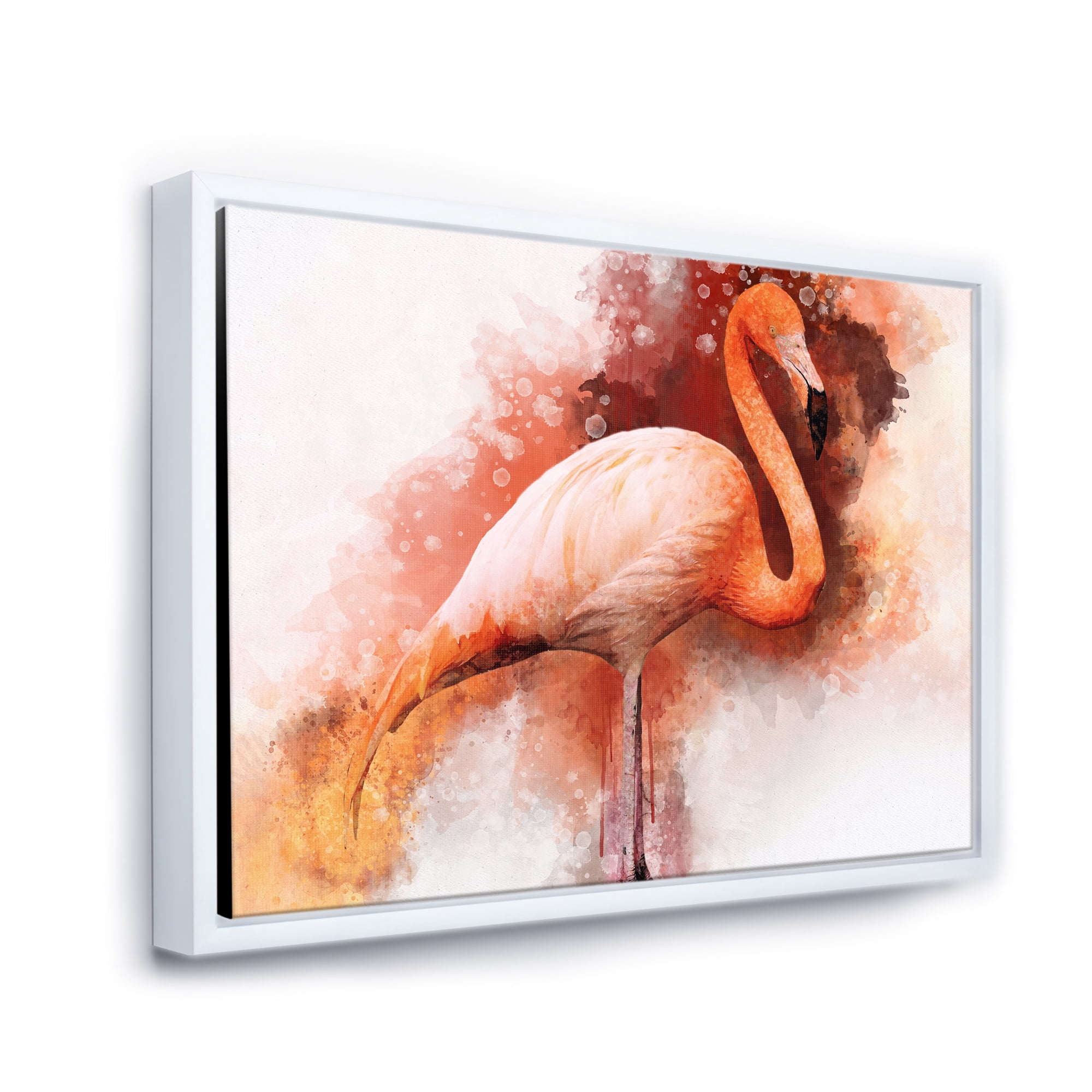 Designart 'Abstract Portrait of Pink Flamingo II' Farmhouse Framed Canvas Wall Art Print