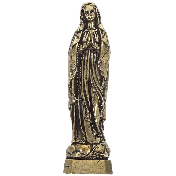 Minkissy Miniature Virgin Mary Statue Brass Desk Decoration for Home Office with Craftsmanship Golden