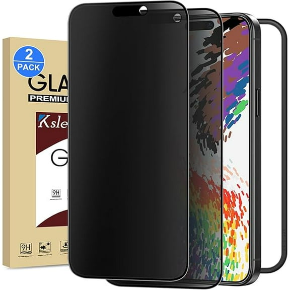 2 Pack Matte Privacy Screen Protector for iPhone 16 Pro 6.3-inch with Installation Tool, Full Coverage Anti Spy Anti Glare 9H Tempered Glass Film, Dynamic Island Compatible, Case Friendly