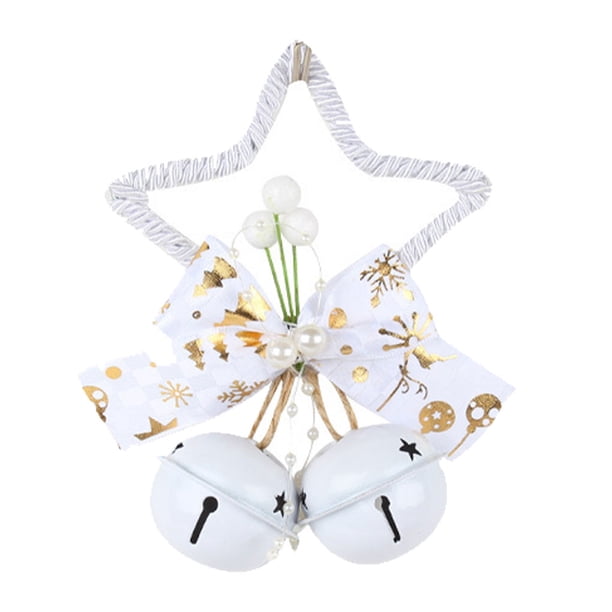Ounissouiy Campana de Navidad Ventana Colgante de pared Estrella Colgante de Navidad Decoración interior al aire libre Atmósferas de vacaciones Kits de decoración para fiestas Blanco