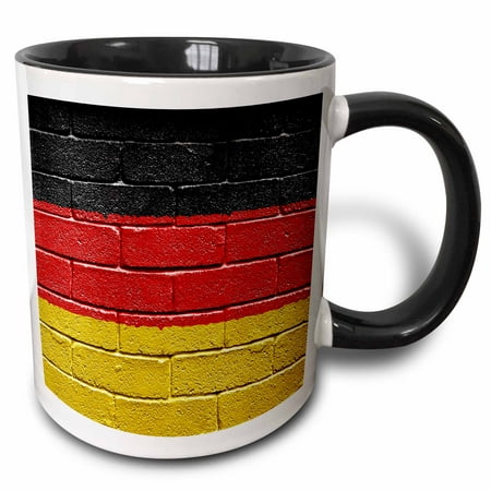 

3dRose Germany German flag on brick wall national country Two Tone Black Mug 11oz
