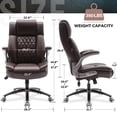 thumbnail image 3 of WOSDOM Big and Tall Office Chair, Brown Leather Office Chair with Flip Up Armrests, Adjustable Lumbar Support, Storage Bags,Home Office Computer Chair for Adults,350LBS, 3 of 8