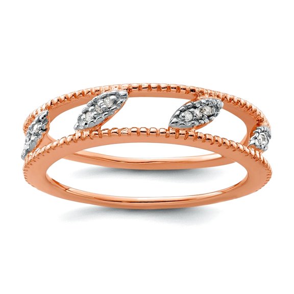 Diamond Sterling Silver Rose Gold-Plated Jacket Ring