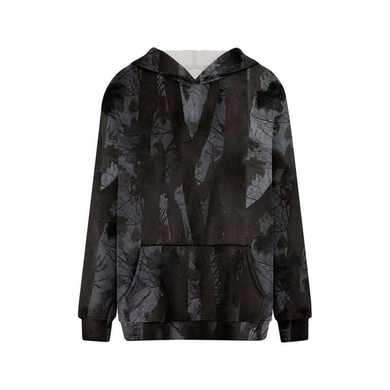 24WB10PB（KAMOME JULMCOMO Teen Girls Camo Hoodies Oversized Maple Leaf Print