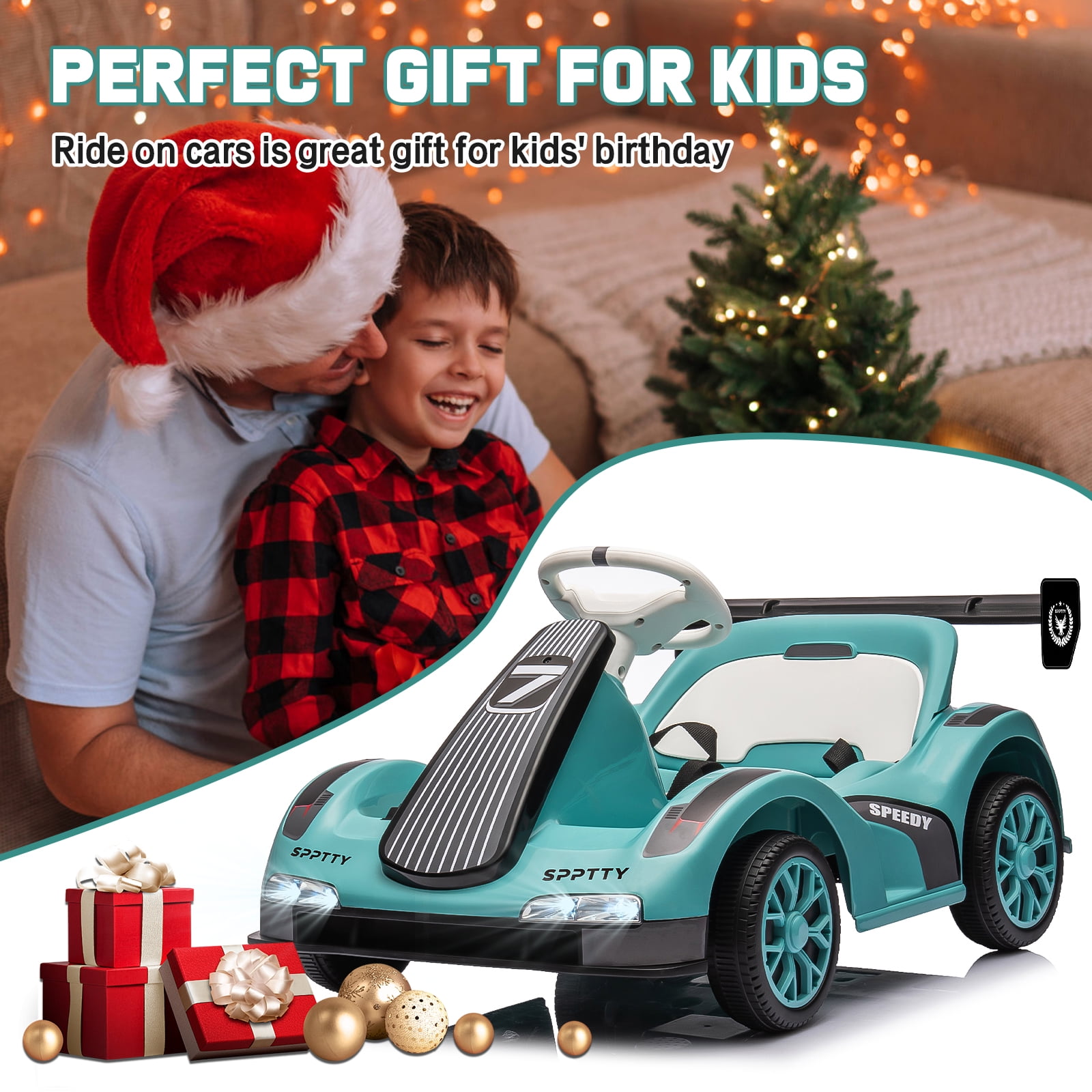 12V Electric Car Go Kart,Ride On Car for Boys Girls,Kids Ride On Toys with Remote Control and USB Port,Music&Story,Children Vehicle Toy Gift